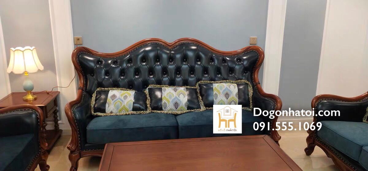 Bộ Sofa Gỗ Phòng Khách Nhập Khẩu Tân Cổ Điển SF412