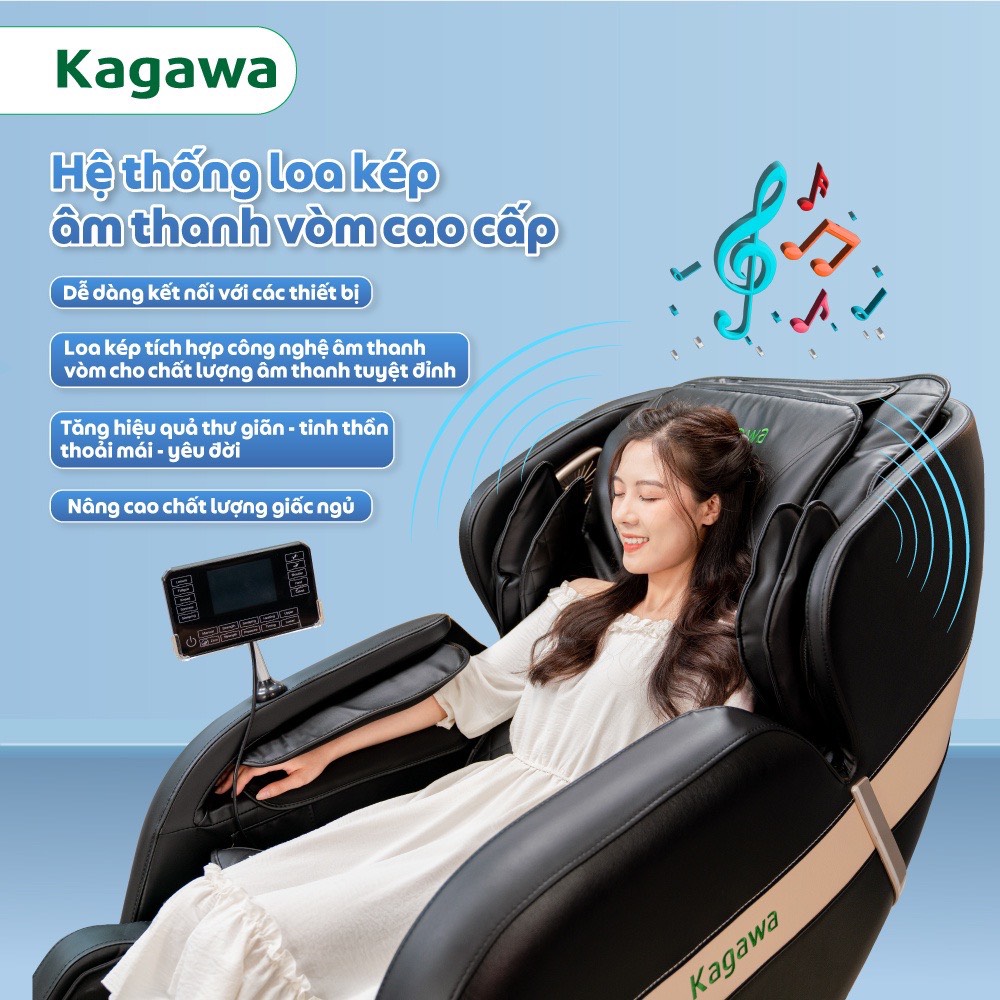 Ghế massage toàn thân Kagawa K6 Pro con lăn 4D, đa chức năng, tự động xoa bóp từ cổ, vai, gáy đến chân