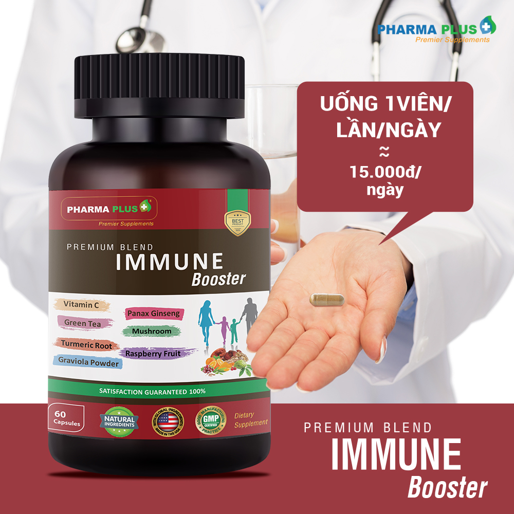 Viên Tăng Đề Kháng | Pharma Plus Immune Booster - Chính Hãng | Tăng Cường Miễn Dịch - Lọ 60 viên