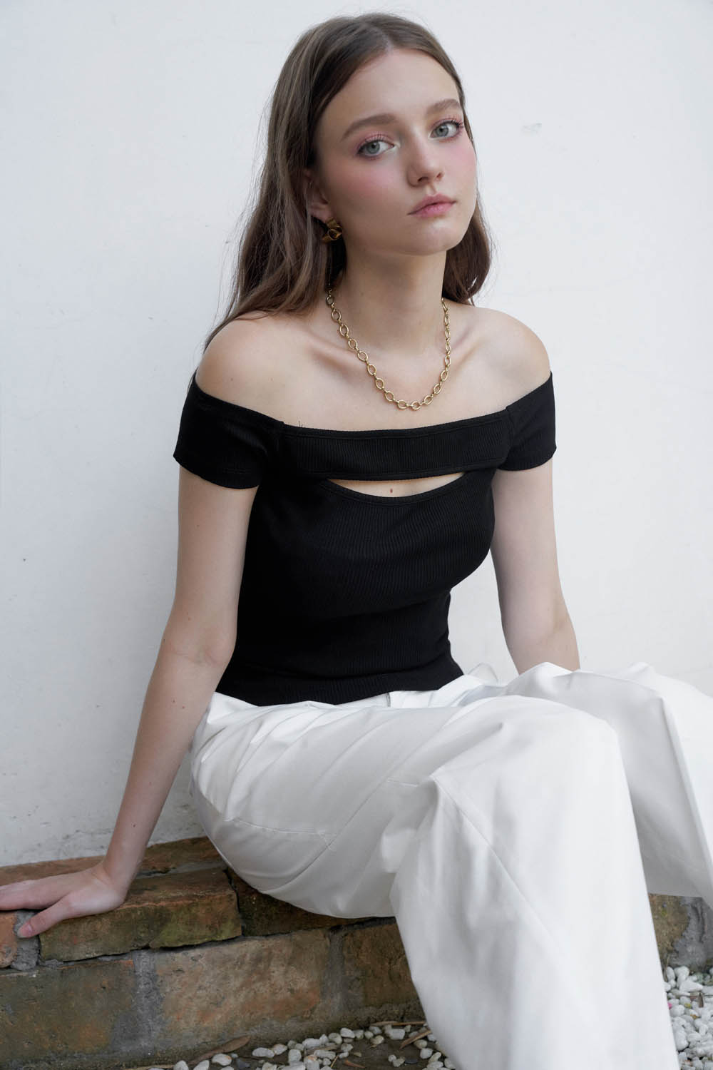DOTTIE - Áo thun tay ngắn cutout - Đen - T0737