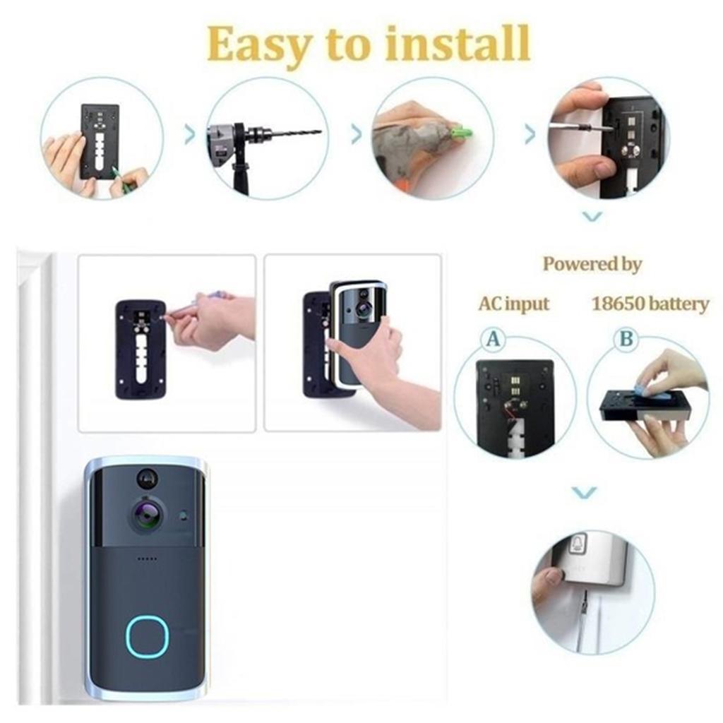 Silver Wifi Video Doorbell Wire-Free Camera Chime Security  Intercom AU