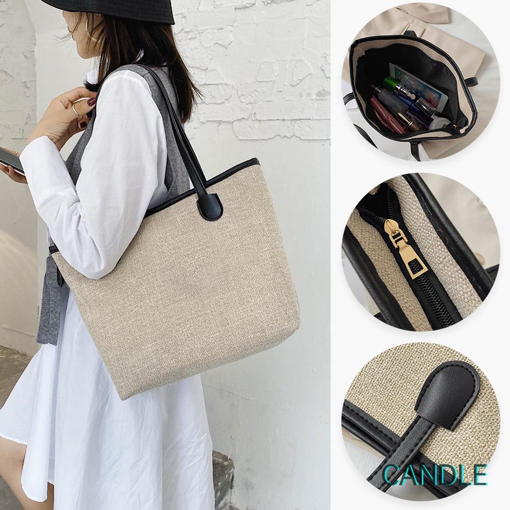 Túi Xách Tay Bằng Vải Canvas Cỡ Lớn Tiện Dụng Dành Cho Nữ