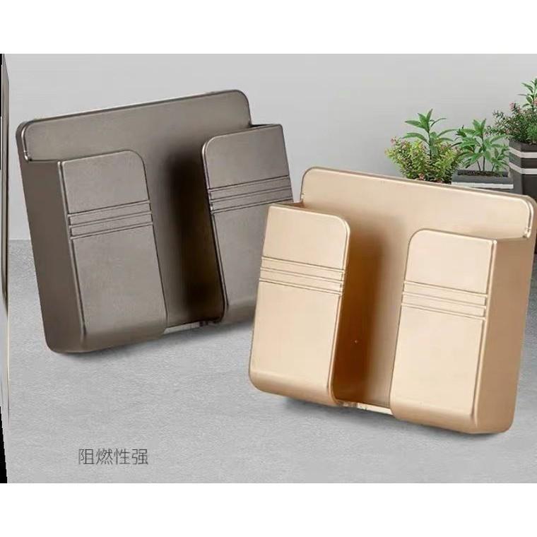 Kệ Dán Tường Để Remote - Giá Đỡ Sạc Điện Thoại Có Móc Treo Giữ Dây Điện - Hàng Chất Lượng