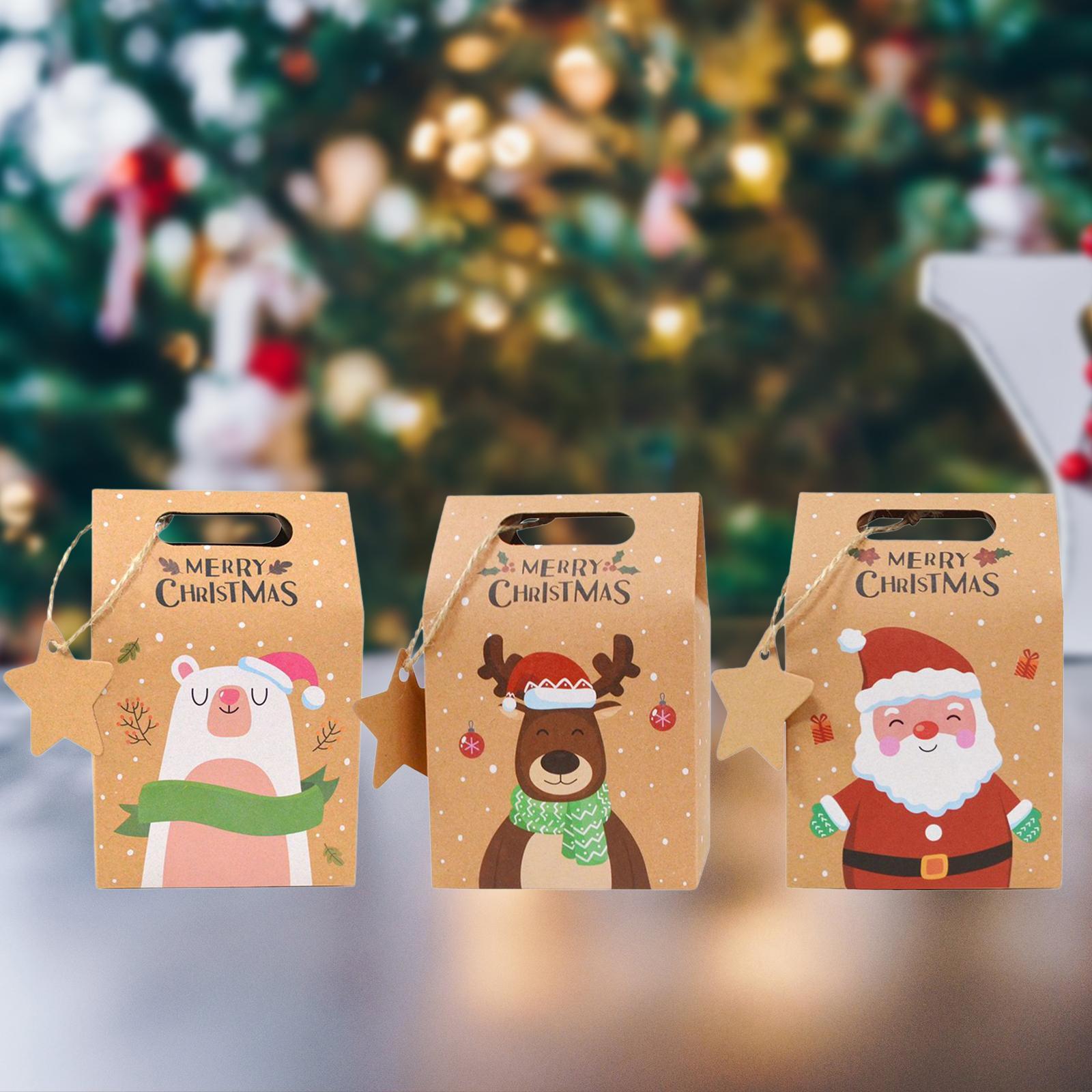 24x Christmas Treat Bags Candy Boxes Creative Biscuits Bag Cookie Gift Bag Pouch Party Favor Bag Candy Packing Box for Wedding Holiday Candy