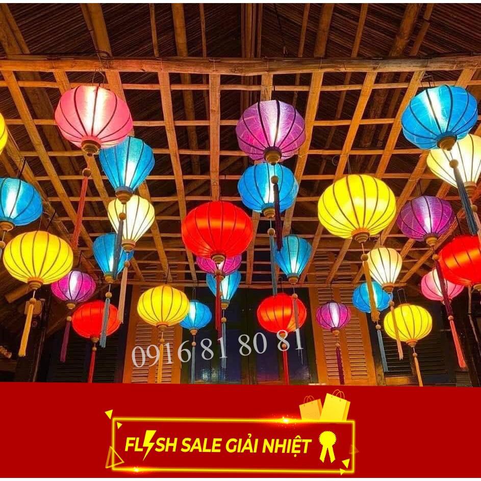 Đèn lồng Hội An kiểu tròn vải lụa cao cấp chuyên dùng trang trí