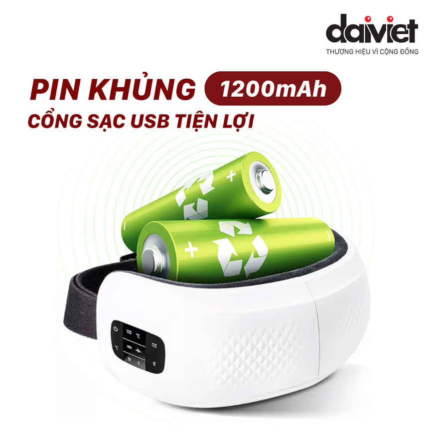 Máy Massage Mắt DVMM-00001 Đại Việt Chườm Nóng, Rung, Nghe Nhạc, Giảm Mỏi Mắt, Hỗ Trợ Lưu Thông Tuần Hoàn Máu - Hàng chính hãng