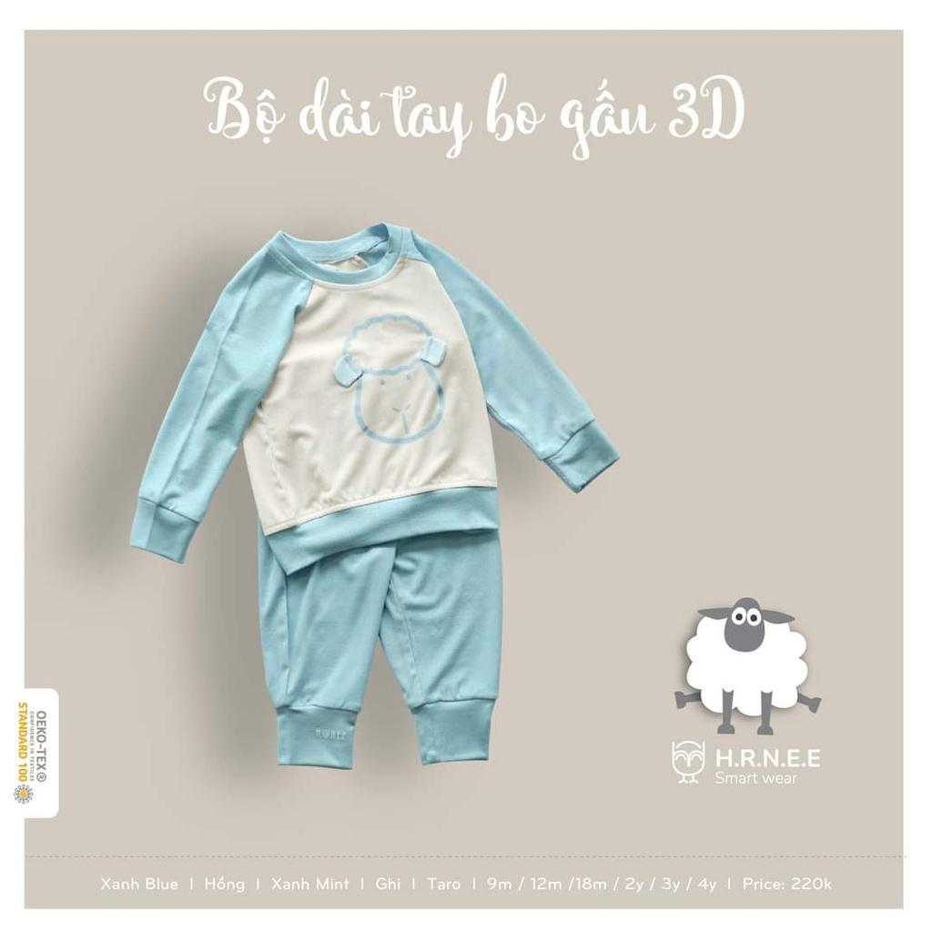 Bộ dài tay sợi petit Hrnee 6m - 4Y - Gấu Hồng Rose