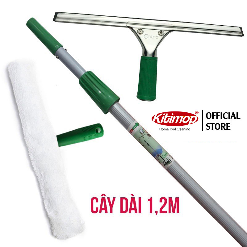 Bộ Dụng Cụ Lau Kính Cán Dài 1,2m Galac-01 Dùng Làm Sạch Cửa Kính Cao Dưới 3 Mét - Hàng Cao Cấp, Chính Hãng - Tặng Đồ Sơ Cua Thay Thế