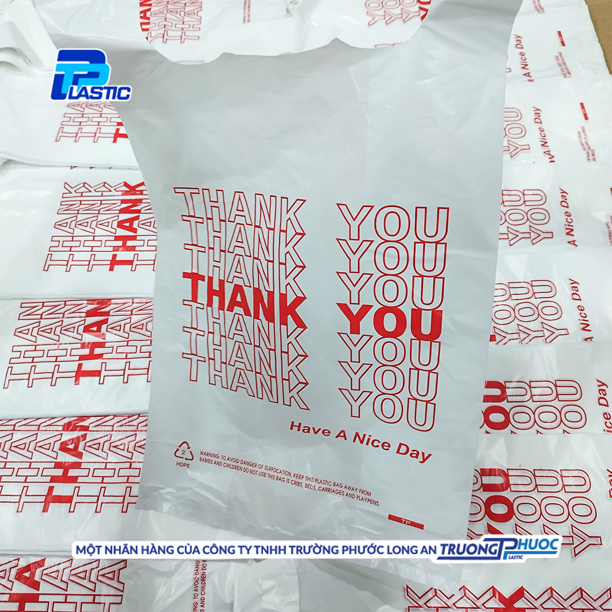 Túi PP Nhựa - Túi Siêu Thị Có Quai, In Hình Thank You, 1kg