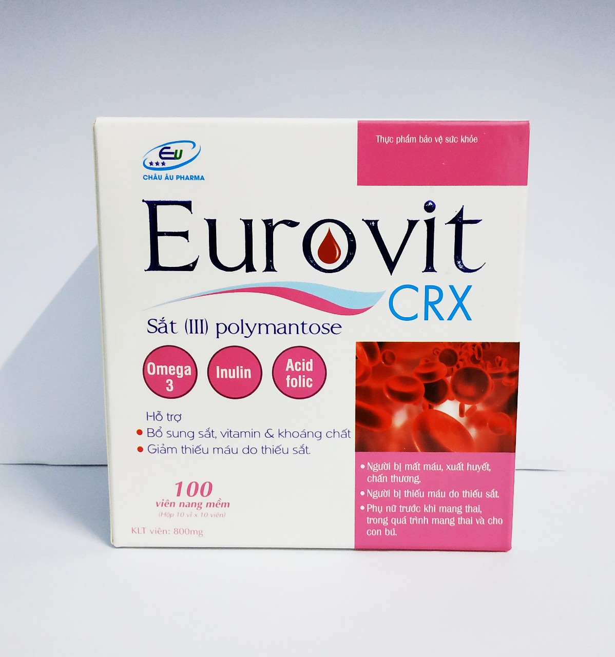 VIÊN BỔ MÁU EUROVIT – BỔ SUNG SẮT III – ACID FOLIC – KHÔNG NÓNG, KHÔNG TÁO BÓN – BỔ SUNG SẮT CHO NGƯỜI THIẾU MÁU – ĐAU ĐẦU – HOA MẮT CHÓNG MẶT – PHỤ NỮ CÓ THAI VÀ CHO CON BÚ – HỘP 100 VIÊN