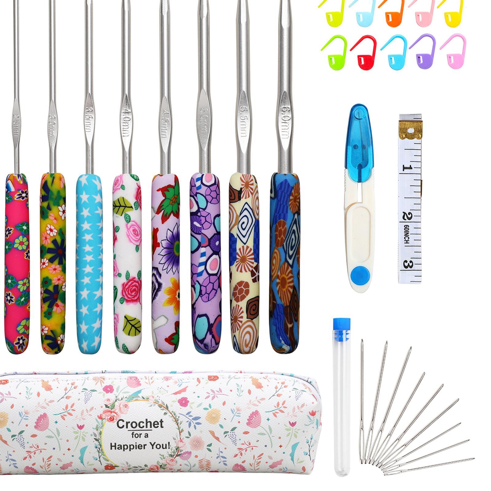 31Pcs Crochet Hook Kit Yarn Knitting Hooks + Case 9-Sizes for Beginners