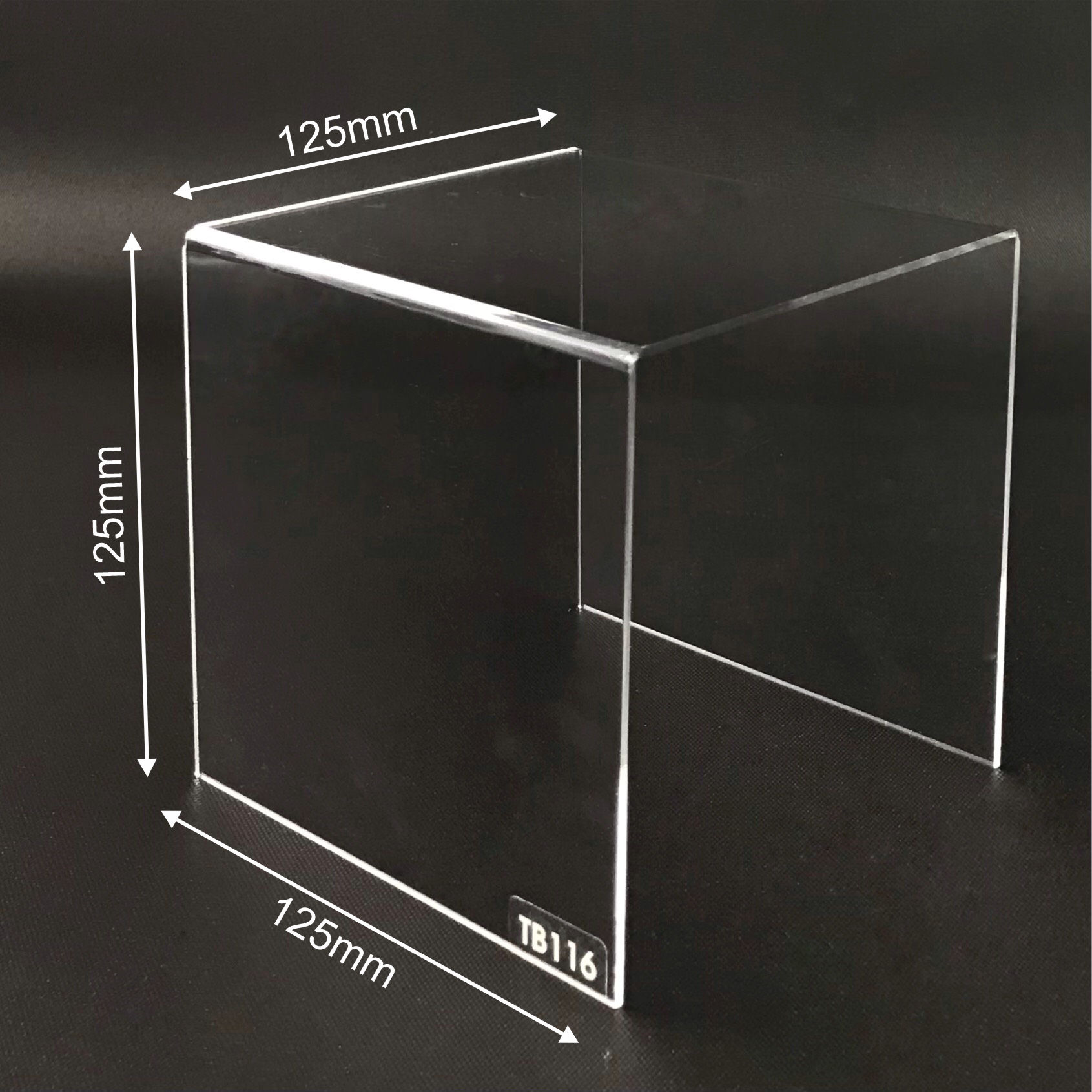 Kệ trưng bày mica 3 mặt uốn Enter TB116 125x125x125mm mica dày 2mm