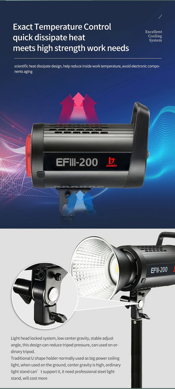 Đèn led studio Jinbei EFIII-200 Hàng Chính Hãng