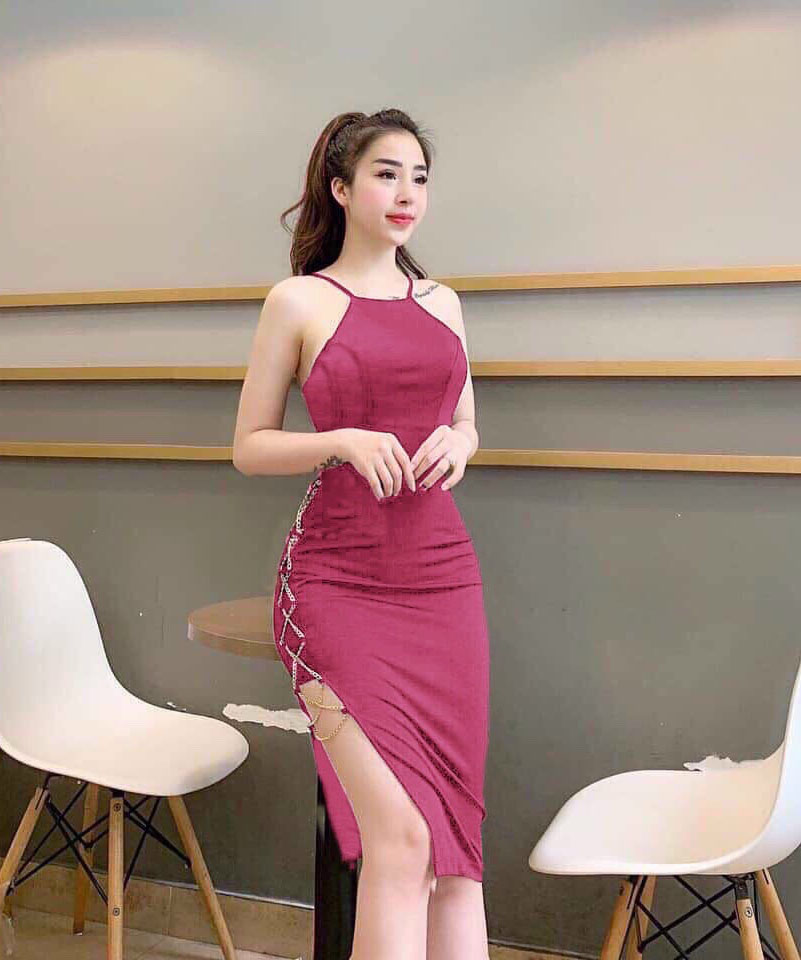 Đầm nữ body yếm đan dây sườn