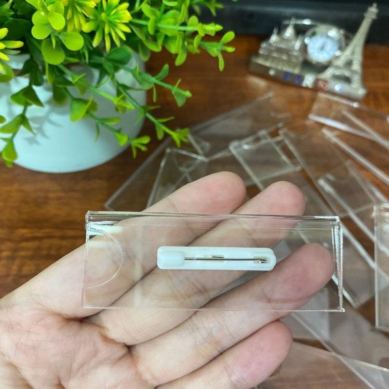 Acrylic Bảng tên nhân viên nam châm, Thẻ tên cài áo mica trong suốt, 70x25mm