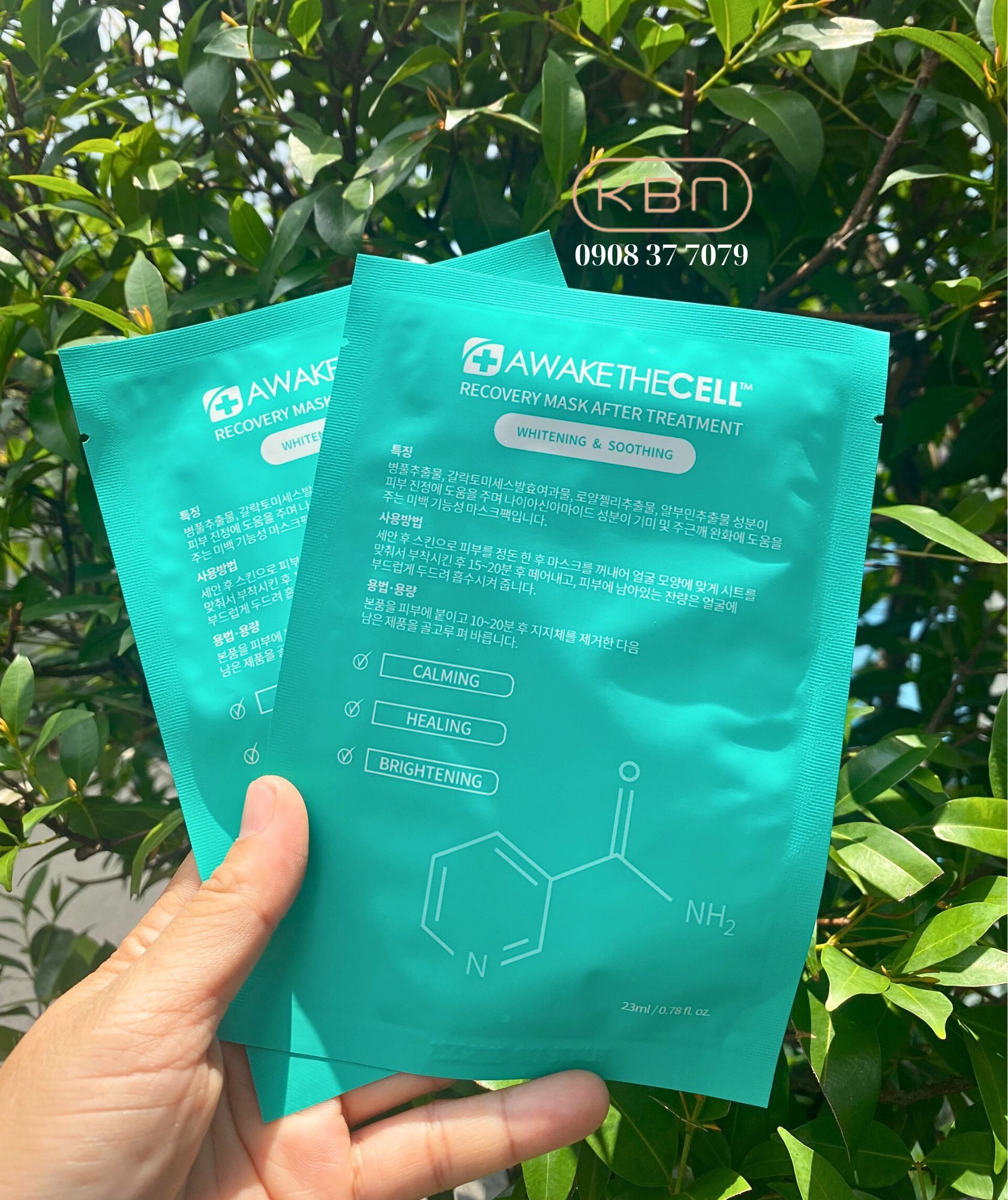 Hộp 10 Miếng Mặt Nạ Cấp Ẩm, Làm Dịu Da, Dưỡng Trắng Da SOOTHING RECOVERY Awakethe Cell Hàn Quốc - Mặt nạ Phục Hồi