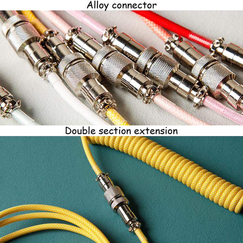 104 phím Dây Aviator Bàn phím Type-C Đầu nối hàng không Cáp USB cuộn Cáp xoắn ốc dữ liệu cổng USB tùy chỉnh 1,8m cho máy tính