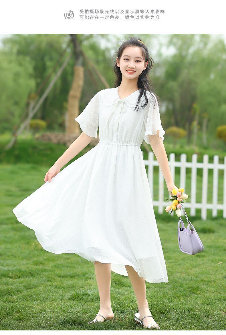 SHUANGYAN Cô gái mùa hè ăn mặc trường đại học phong cách tây váy công chúa cô gái lớn váy mùa hè 12 năm cô gái chiffon đầm dài