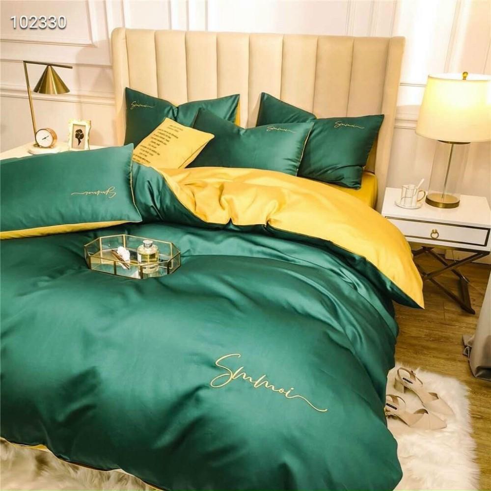 Set 5 Món Vỏ Chăn Ga Gối Tencel 40s Lan Pham Bedding - Xanh Lá Cây