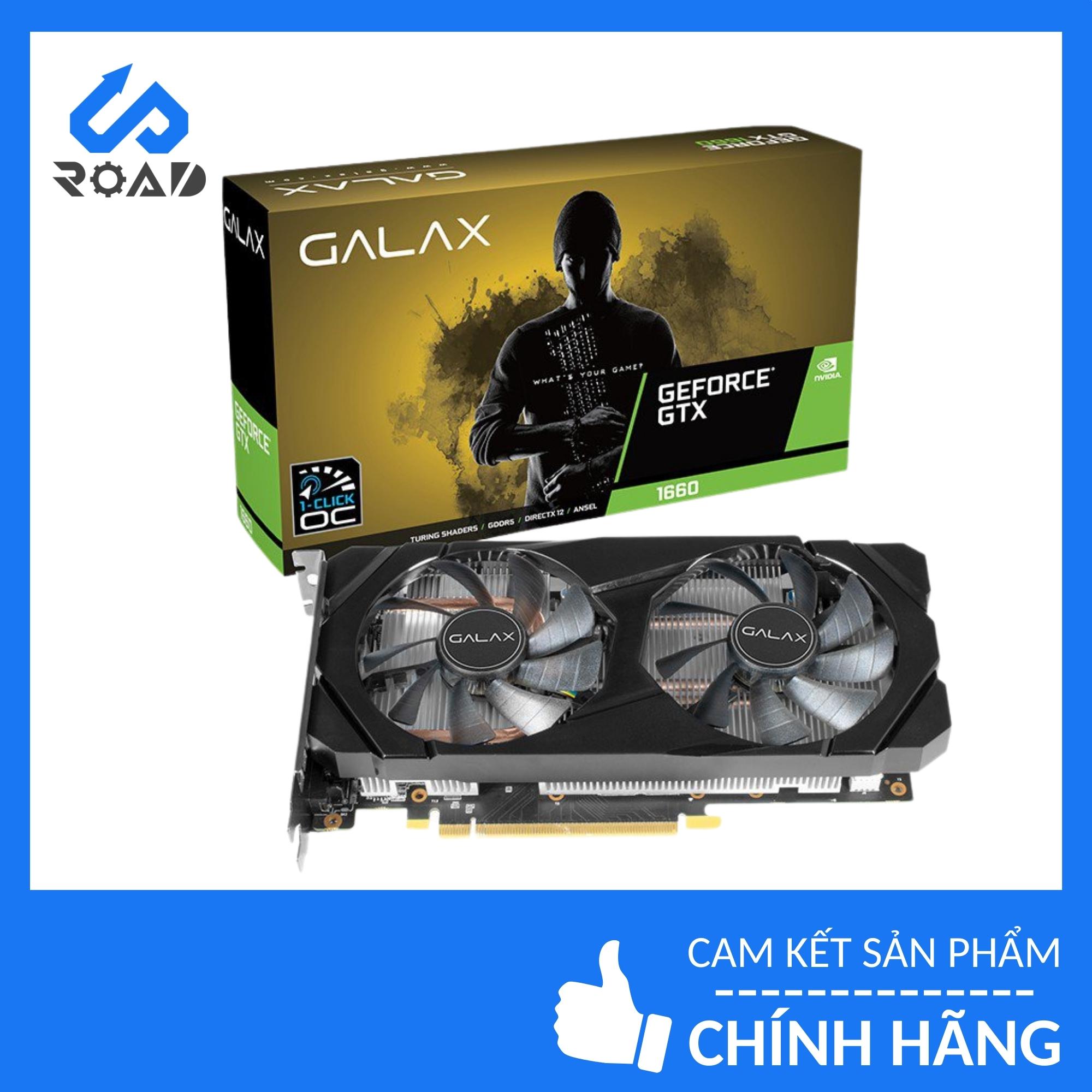 [HÀNG CHÍNH HÃNG] Card màn hình GALAX GTX 1660 (1 Click OC) Black - (6GB GDDR6, 192-bit, DVI+ HDMI+DP, 1x6-pin) - Up Road Store