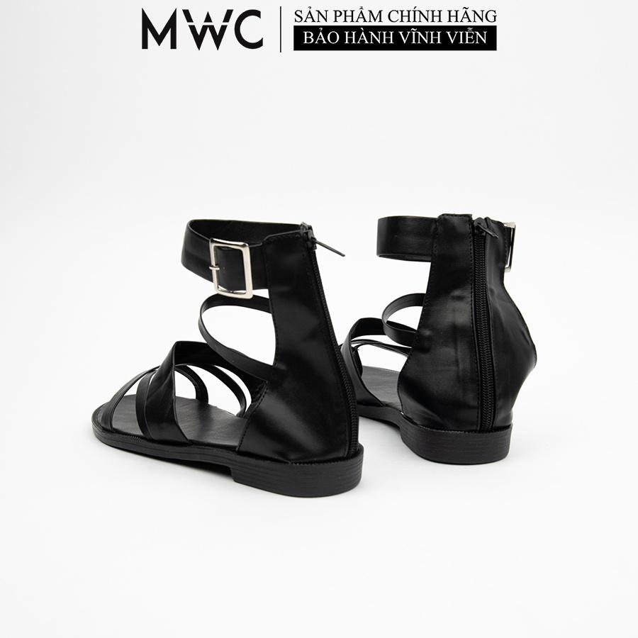 Giày Sandal MWC Đế Bệt Quai Chiến Binh Màu Đen Trắng Siêu Xinh NUSD- 12016