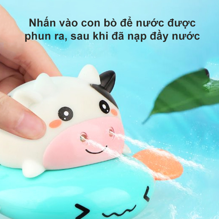 Đồ chơi thả bồn tắm, đồ chơi nhà tắm phun nước hình heo và bò vặn cót đáng yêu đủ màu sắc cho bé – DC057