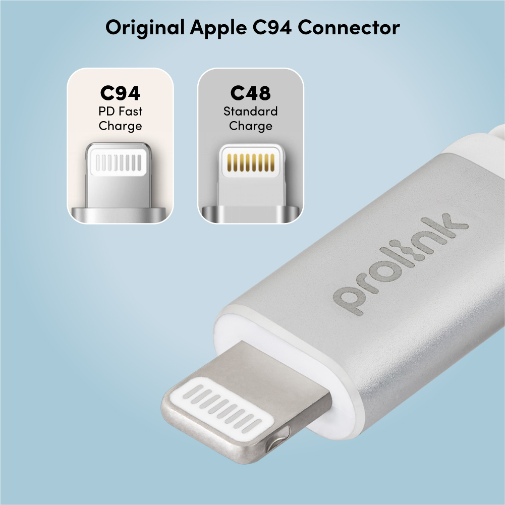 Dây sạc type C to lightning PROLiNK GCL_30_01 dài 1M, Sạc siêu nhanh 30W, Dành cho iPhone, iPad - Hàng chính hãng