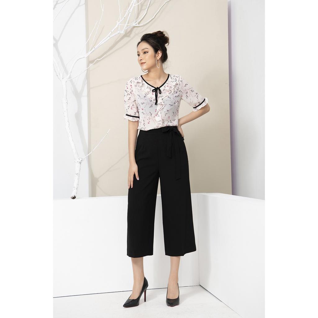 Quần culottes ống lửng đai nơ LUPERI chất liệu đũi xước không nhăn không xù LFCL769