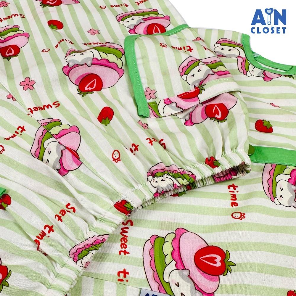 Bộ quần áo Lửng bé gái họa tiết Bánh Kem Dâu Xanh Cotton - AICDBGN2TGQJ - AIN Closet