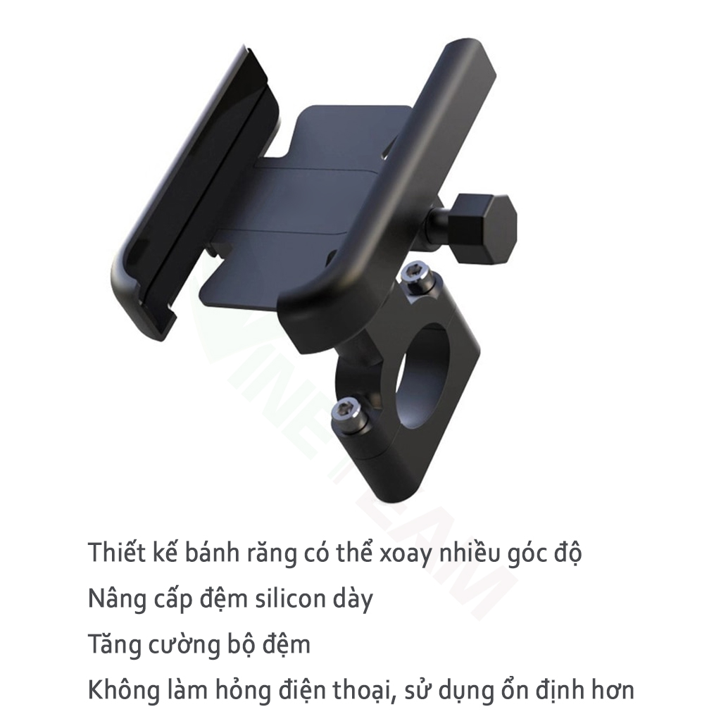 Giá Đỡ Điện Thoại Cho Xe Đạp Vinetteam SH-3106 Hợp Kim Nhôm Cao Cấp Xoay 360 Độ Có Thể Điều Chỉnh Chống Trượt - Hàng Chính Hãng