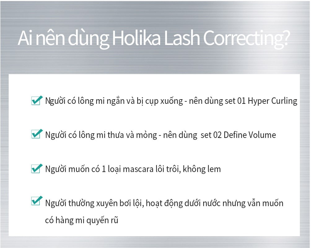 Mascara không trôi làm dày mi Holika Holika Lash Correcting set 01 Hyper Curling (9ml+30ml) tặng kèm tẩy trang chuyên dụng