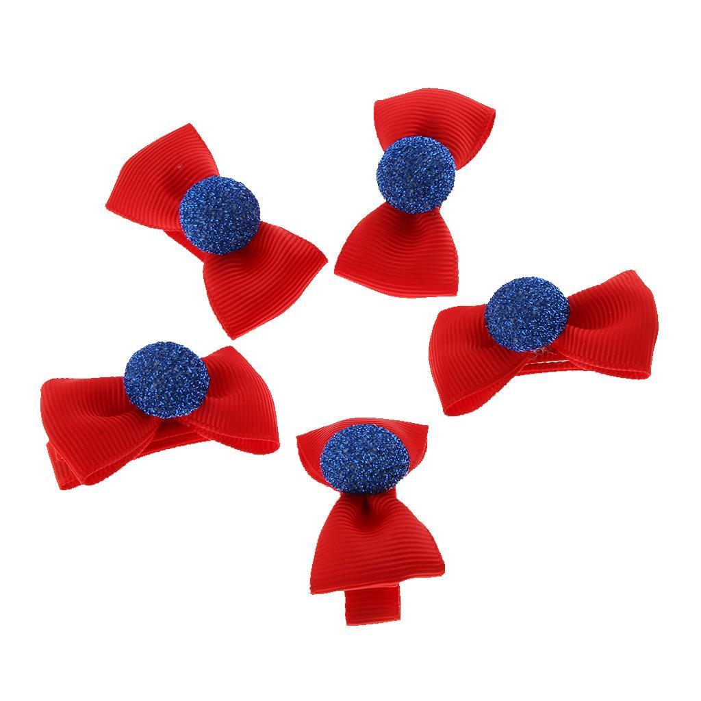 5Pcs Colorful Baby Girl Hair Clip Bows Small Cap Design Alligator Clips Infant Toddler Barrettes Khaki/Red/Pink/Green/Purple/Blue