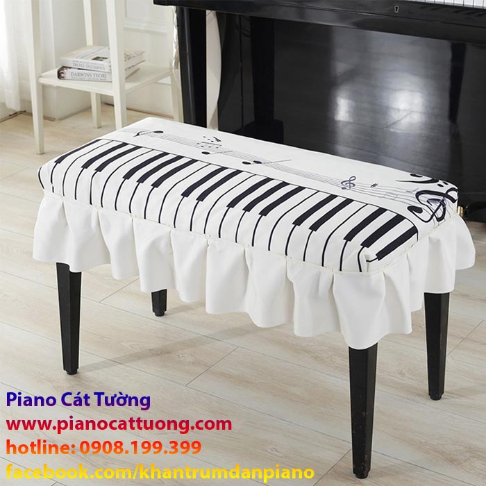 Khăn phủ đàn PIANO CÁT TƯỜNG, CTF17,khăn giúp trang trí và bảo vệ đàn tối đa, thiết kế NỐT NHẠC sinh động đáng yêu x 1 bộ