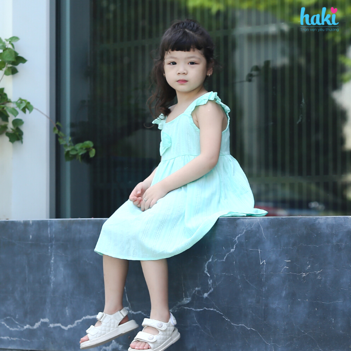 Đầm bé gái cổ vuông tay cánh tiên HAKI, váy bé gái, đầm mùa hè cho bé gái, váy hè, đầm thiết kế cho bé HK525 (10-27kg)