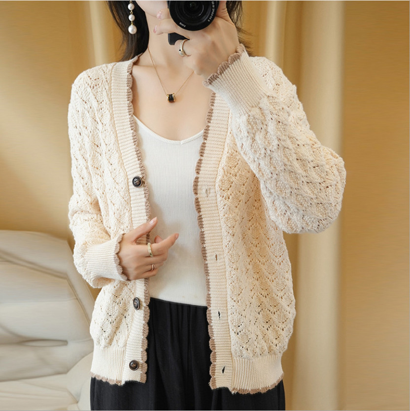 Áo khoác cardigan len phối ren ấm áp DV02