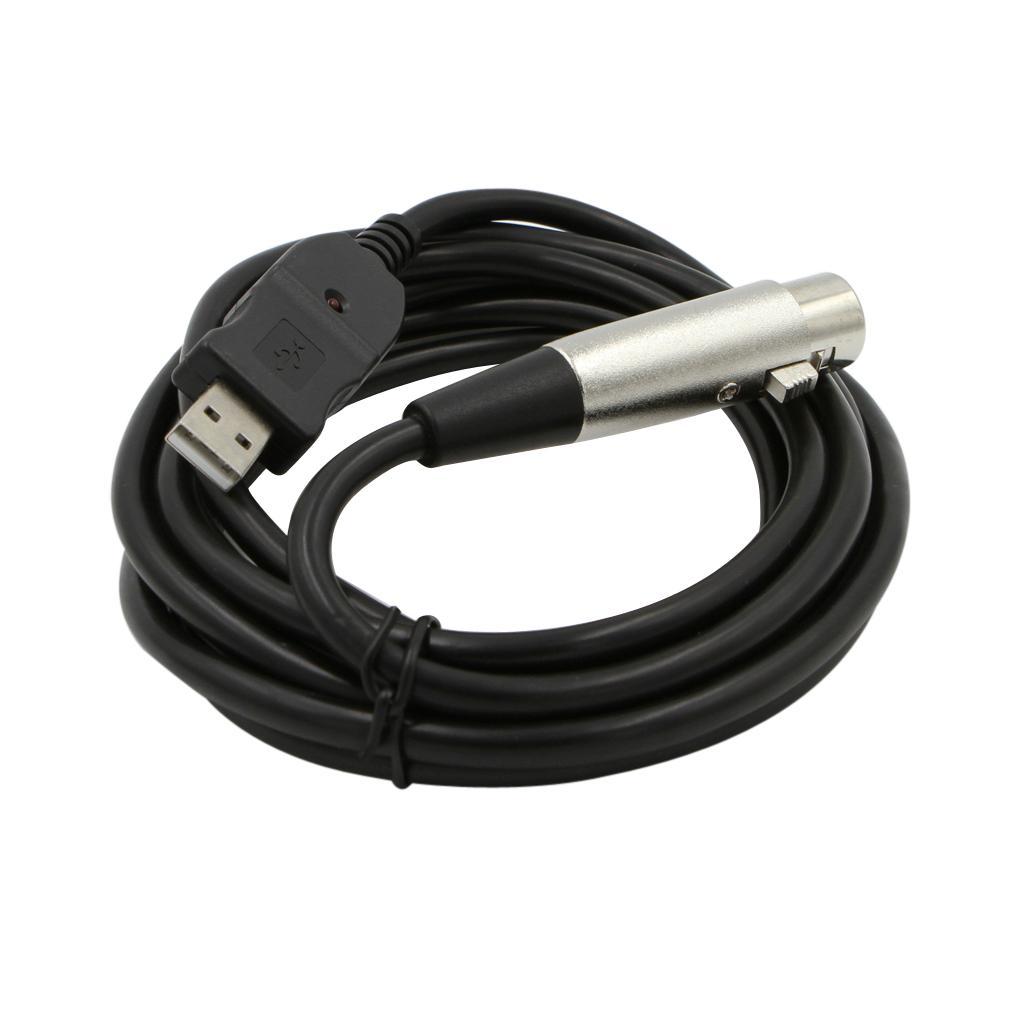 USB Microphone Cable 3 Pin USB Male to XLR Female Mic Link Converter Cable