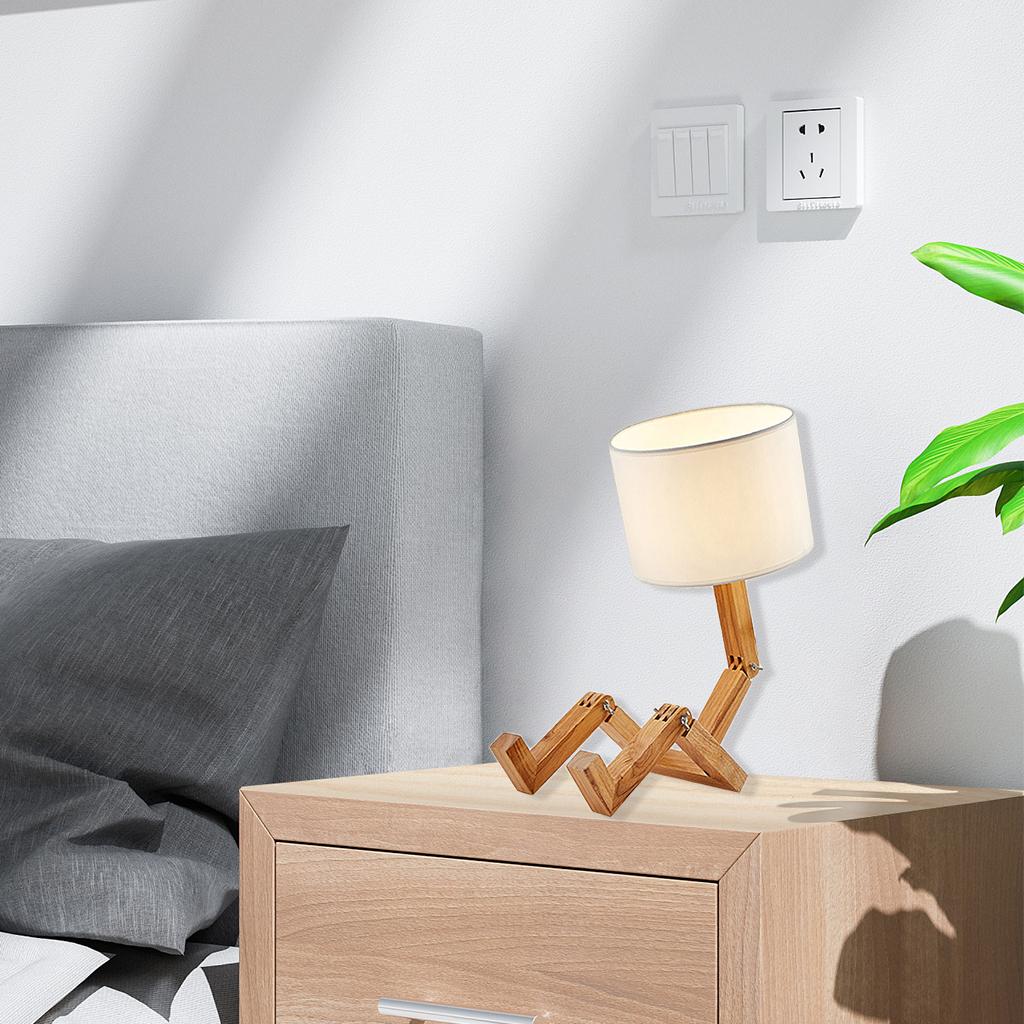 Table Lamp Adjustable Arm Reading Light Bedside Lamp w/Fabric Shade