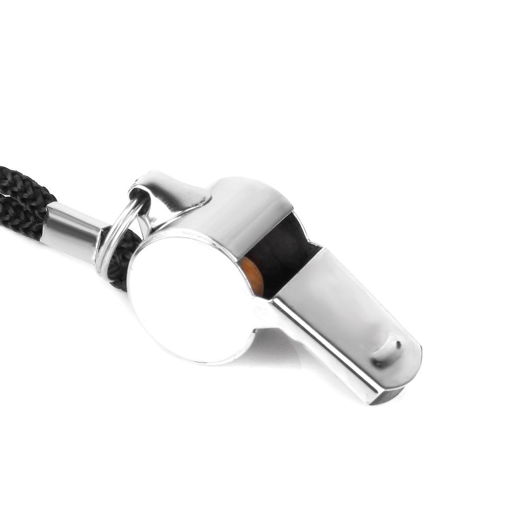 6 x Stainless Steel Sports Training Referee Whistle with Lanyard