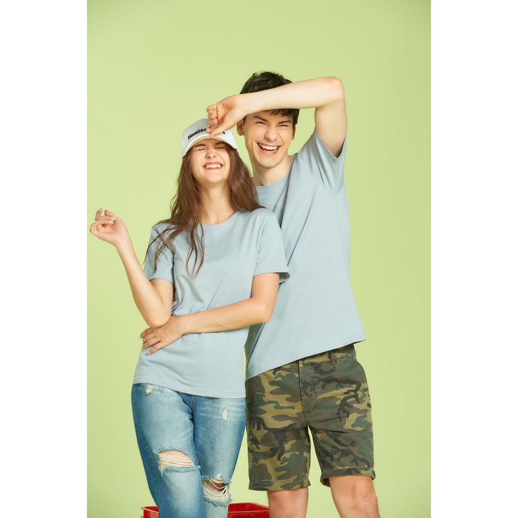 Áo thun trơn cotton 100% màu Haze Blue no1 phom ASIA Châu Á Trẻ Local Brand