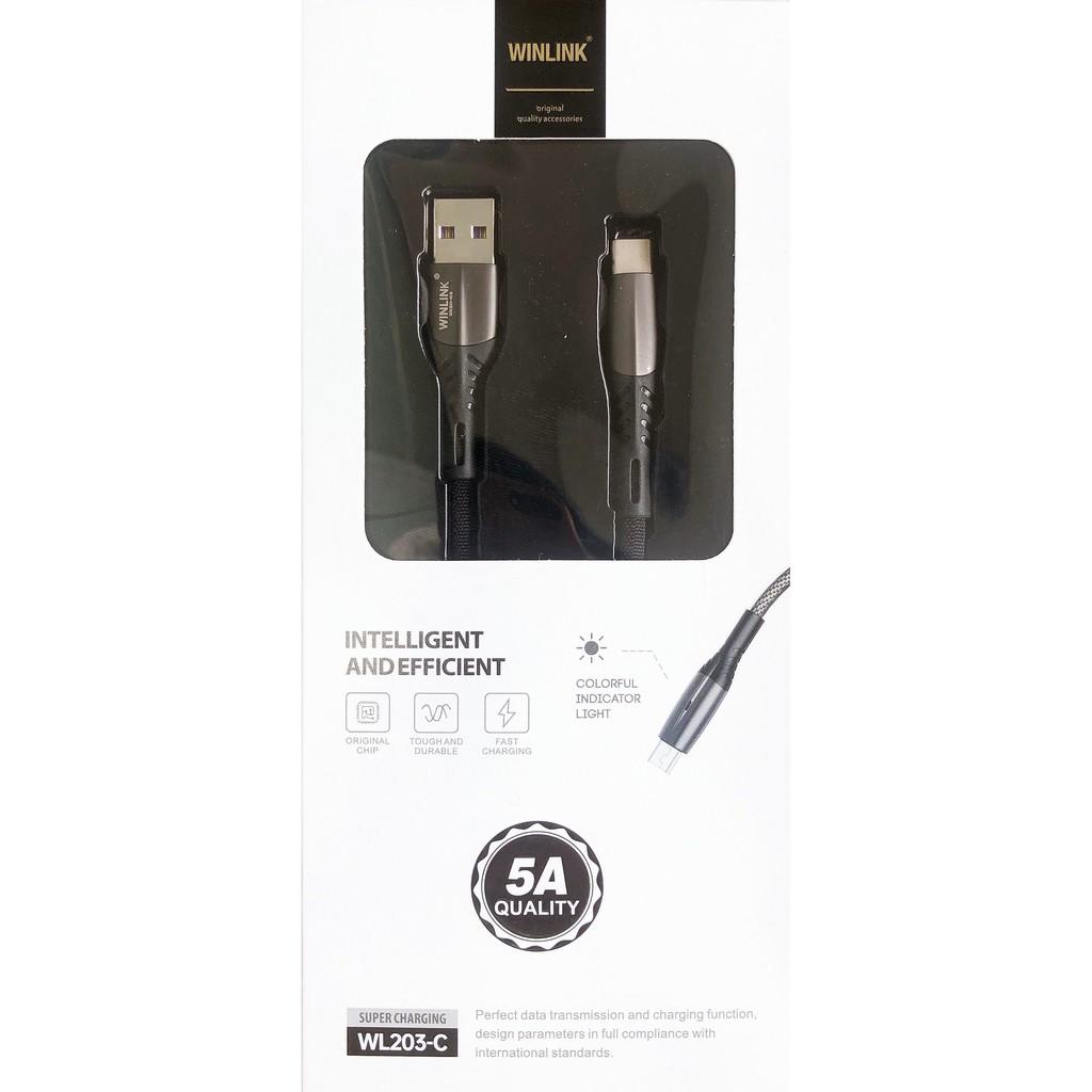 CÁP SẠC WINLINK 203 Đuoi USB - Type C (Sạc full dòng Sony,Samsung dòng A , S, Note, Oppo chân mới)- hàng chính hãng