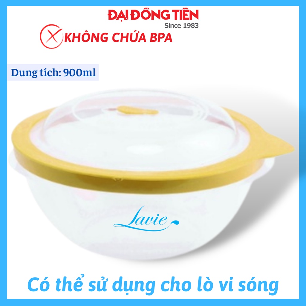 Hộp nhựa tròn, hộp nhựa đựng thực phẩm, hộp đựng thức ăn kín hơi tiện dụng cho nhà bếp dùng được cho lò vi sóng Đại Đồng Tiến 900ML