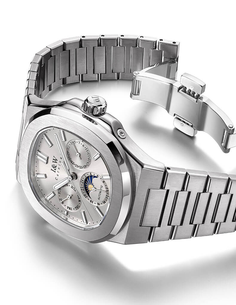Đồng hồ nam chính hãng I&W CARNIVAL 55886G-3 mặt xám size mặt 42mm,kính sapphire ,chống nước 50m,dây thép không gỉ