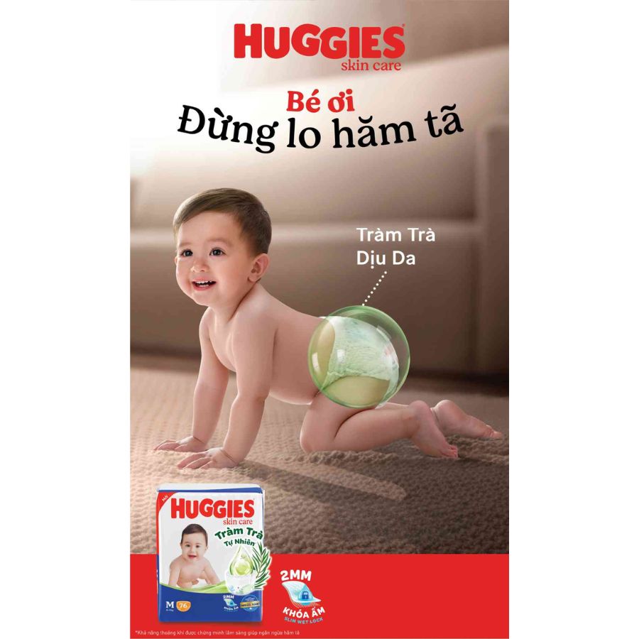 Tã dán Huggies L68 Skin Care Tràm Trà Tự Nhiên Ngừa Hăm Cho Bé Từ 9-14kg - Date luôn mới