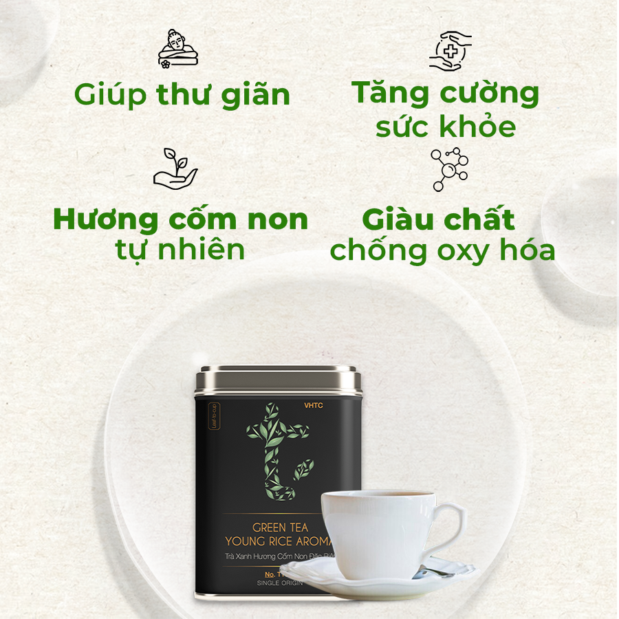 Trà xanh hương cốm non SACHS TEA 1773 thơm mùi cốm vị ngọt sâu chè hữu cơ thái nguyên 80g/hộp