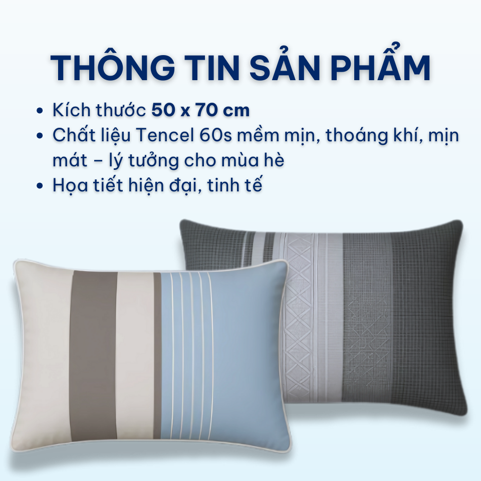 Vỏ Gối Nằm Gối Ôm Tencel 60s Emdream Cao Cấp 50x70cm Áo Gối Nằm Mát Mềm Mịn Bao Gối Đẹp Vỏ Gối Tencel Sang Trọng