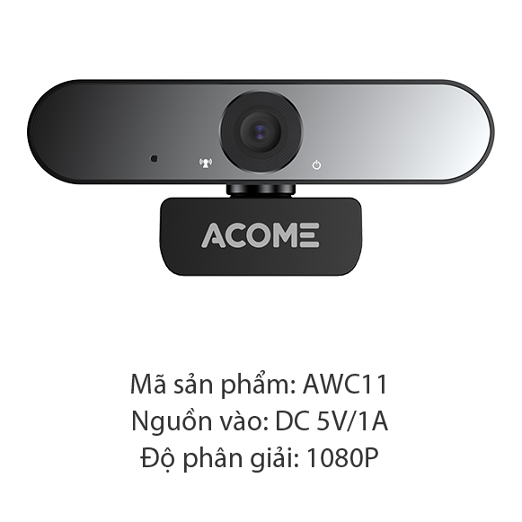 Webcam Máy Tính ACOME AWC11 Full HD 1080P Ảnh Siêu Nét Video Call Online Có Micro Chống Ồn - Hàng Chính Hãng