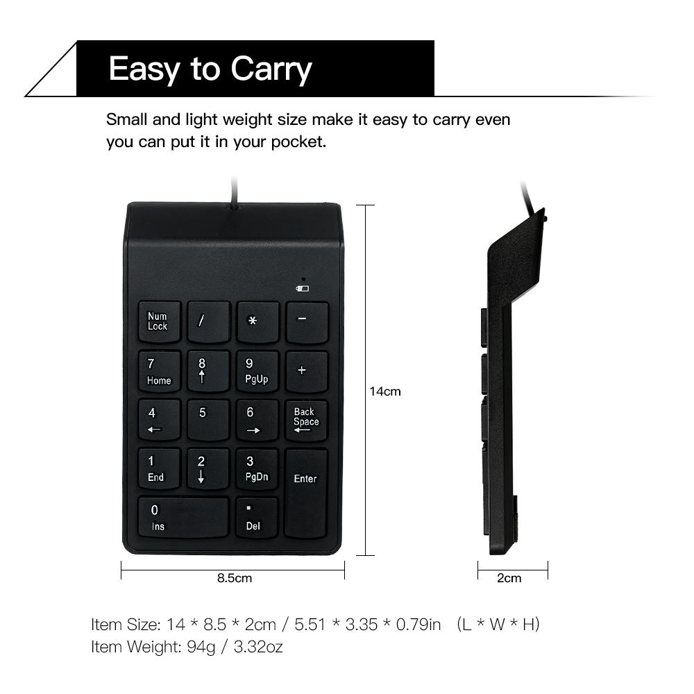 Bàn phím số nhỏ USB không thấm nước,ít tiếng ồn