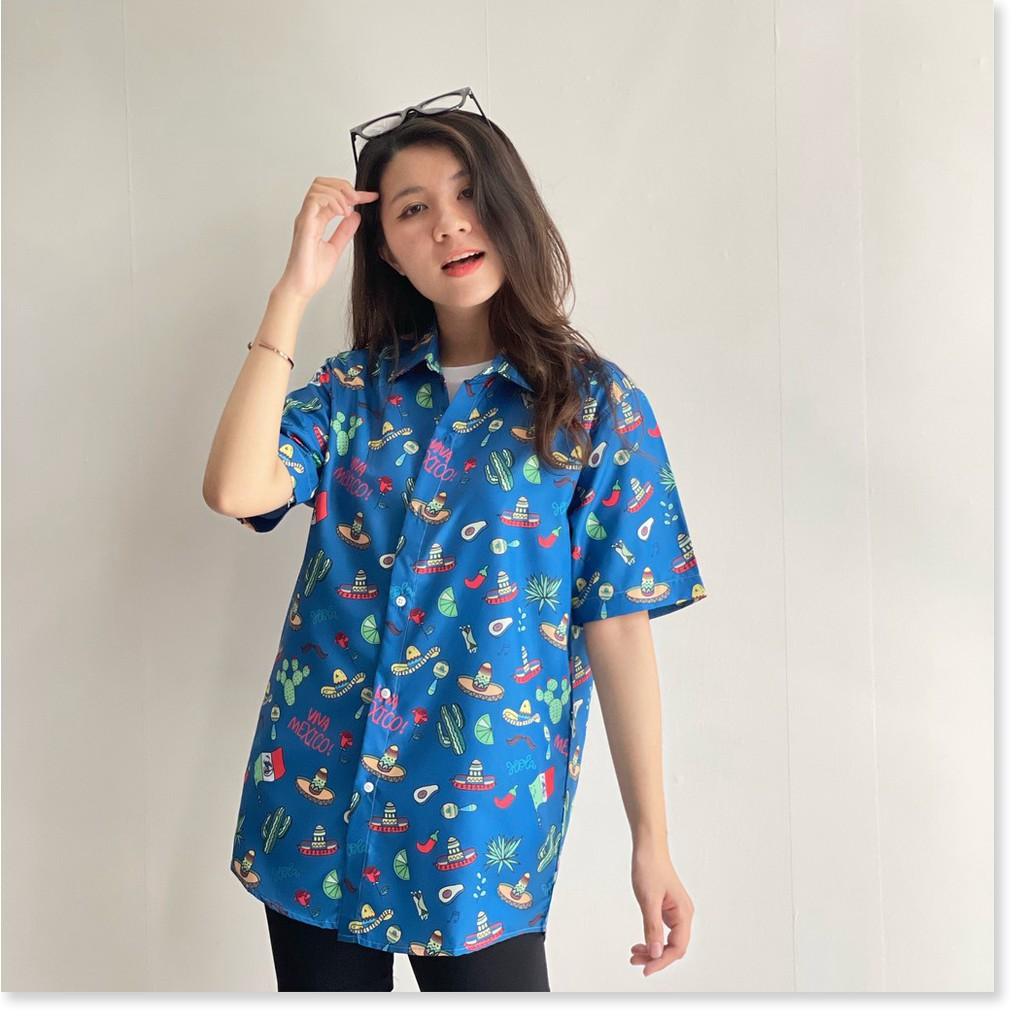ÁO SƠ MI NỮ FORM RỘNG HOẠ TIẾT HOA LÁ CỰC ĐẸP , TƯƠI TẮN THỜI TRANG 1HITSTORE1