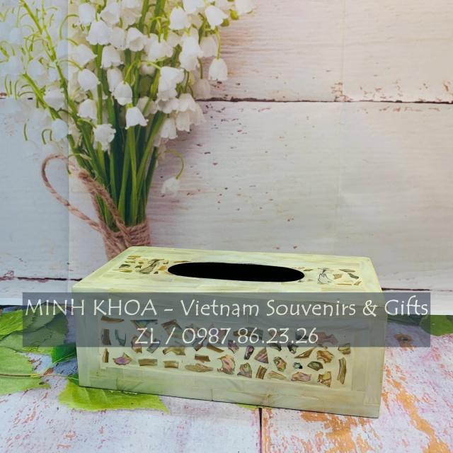 Hộp Đựng Giấy Ăn Để Bàn Sơn Mài Khảm Trai Cao Cấp Xuất Nhật - Pearl Tissue Box