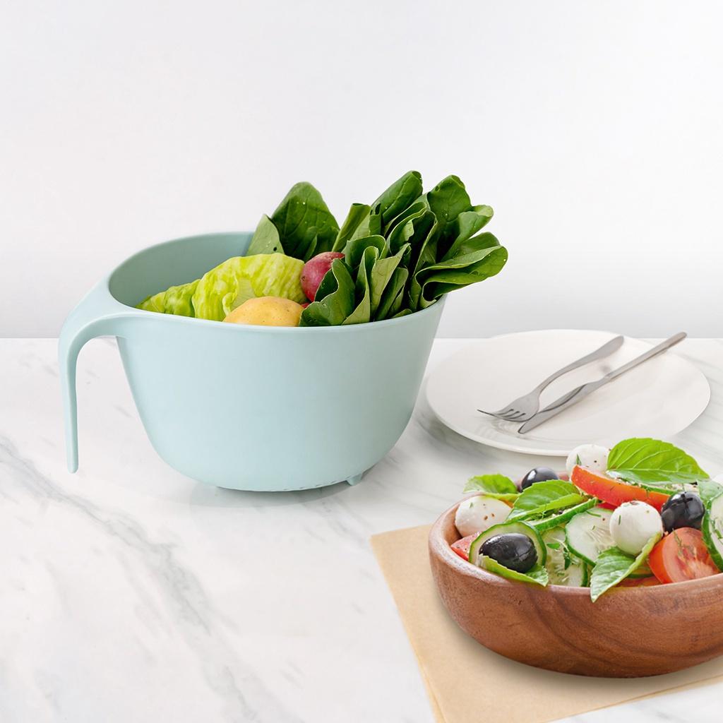 Rổ kèm thau Lock&amp;Lock Mixing Bowl with Colander CKB014GRY - Hàng chính hãng, rổ đựng có rãnh để ráo nước - Hapos